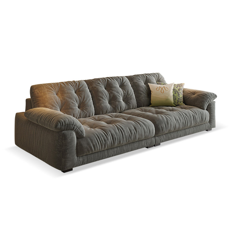 Coussin de canapé en chenille gris Fourseat, Gris, H 33,07 po x l 110,24 po x P 39,37 po