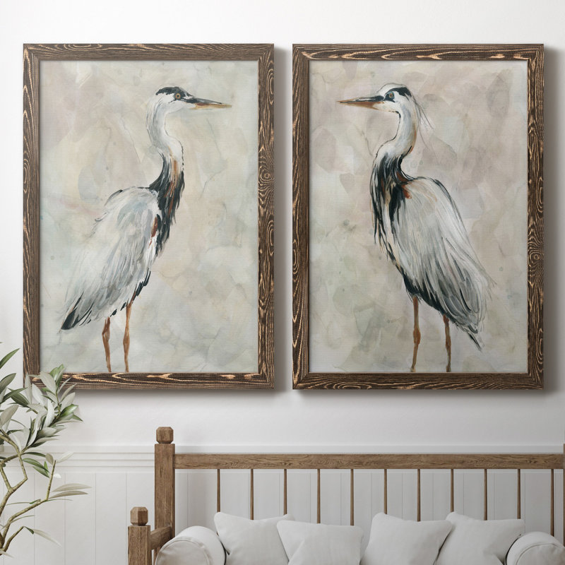 Crane at Dusk I - ensemble de 2 reproductions, Toile encadrée, H 37,5 po x l 55 po, Érable