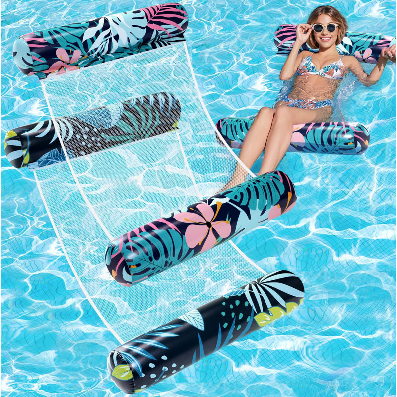 2 Pack Pool Floats Adult, 4-In-1 Pool Floats Hammock, Drifter, Lounge Chair, Saddle, Inflatable Pool Float For Vacation