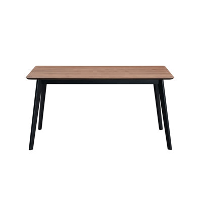 Table de salle à manger rectangulaire noire et noyer avec placage, plateau de 19 mm d'épaisseur, capacité de poids de 100 lb, H 30 po x l 59 po x P 35 po, capacité, plancher de 26 po