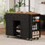 Îlot de cuisine 85,5 po avec table de salle à manger extensible, 3 tablettes latérales ouvertes, prise de courant, 3 tiroirs et 2 portes-506588656