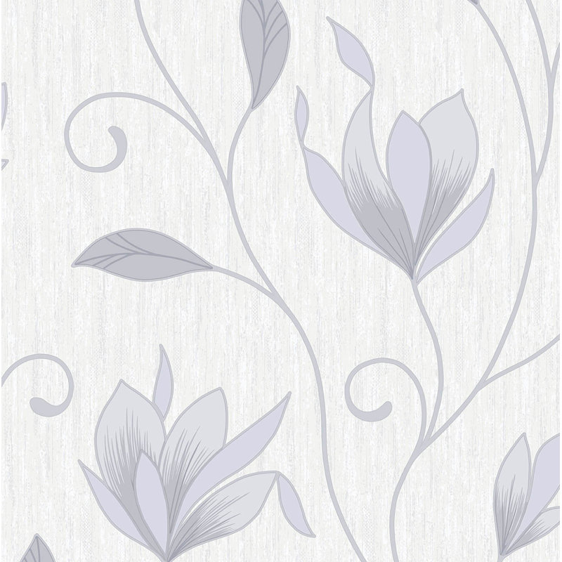 Synergy Floral Trails 10m x 52cm Wallpaper Roll, Grey