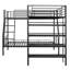 Lit superposé simple en L en forme de L et lit mezzanine simple avec quatre tablettes intégrées, noir