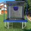 Nouveau trampoline rectangulaire YC 8 pi x 12 pi avec planche de basketball, gonfleur de balles et échelle bleue, conforme aux normes ASTM et certifié par la CPC