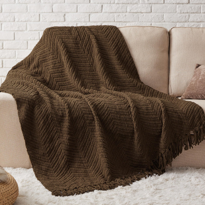 Cozy Winter Collection Bedsure Knit Woven Blanket, Throw, Light Gray