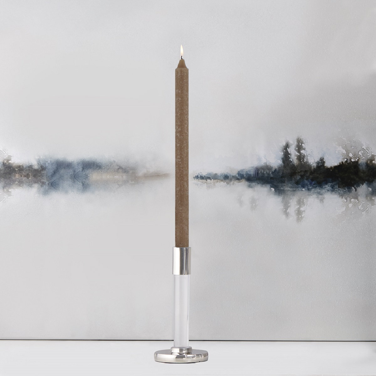 Unscented Taper Candle, 12" H x 1" W x 1" D, Portobello