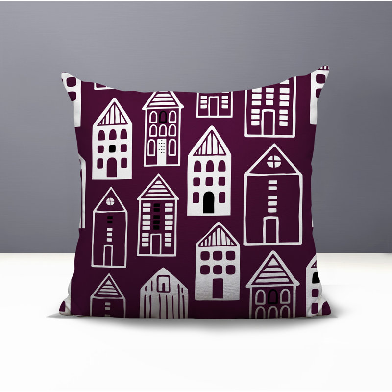 Oreiller carré réversible intérieur / extérieur Kito, Mauve, Carré 17 po