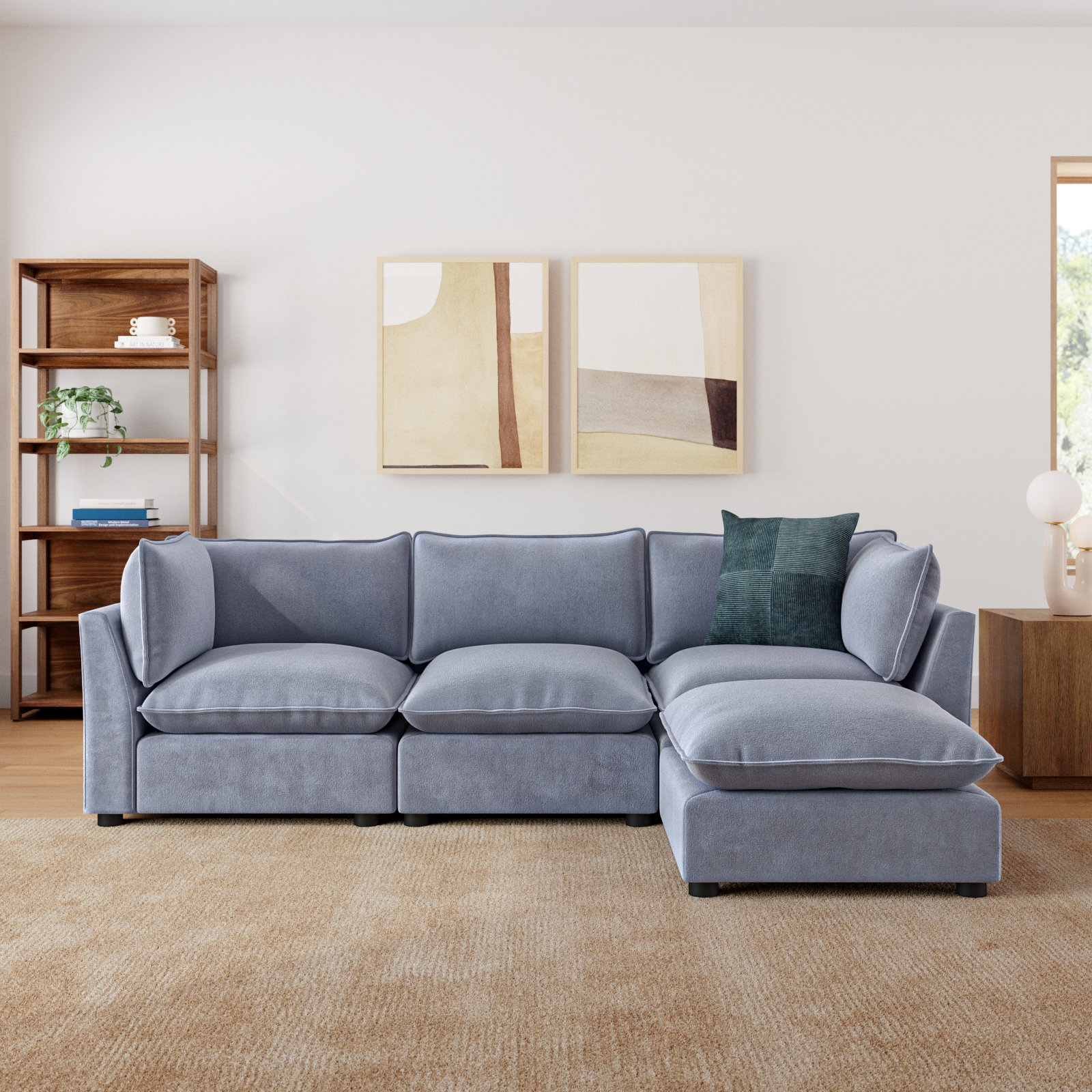 Eagan Modular Sectional, Blue Gray Chenille
