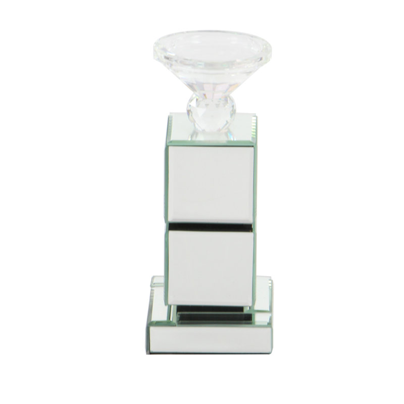 Porte-bougie décoratif en verre avec côtés en miroir, H 10 po x l 4 po x P 4 po