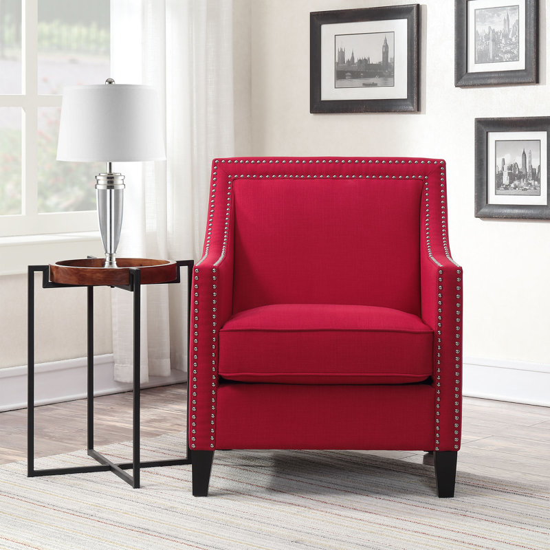 Damira Upholstered Accent Chair, Berry - Red