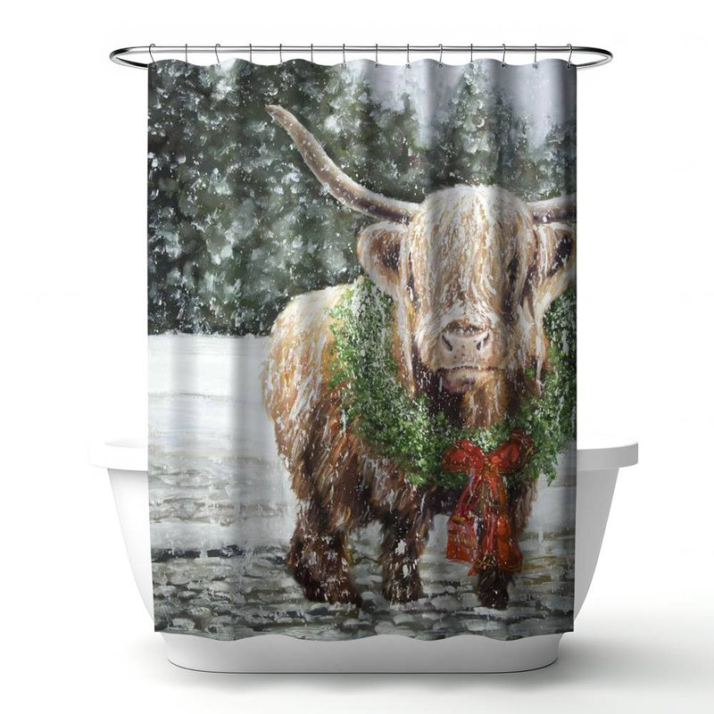 Shower Curtain HO23 – Polyester Shower Curtain, Dye Sublimation Print, 71" W × 74" L