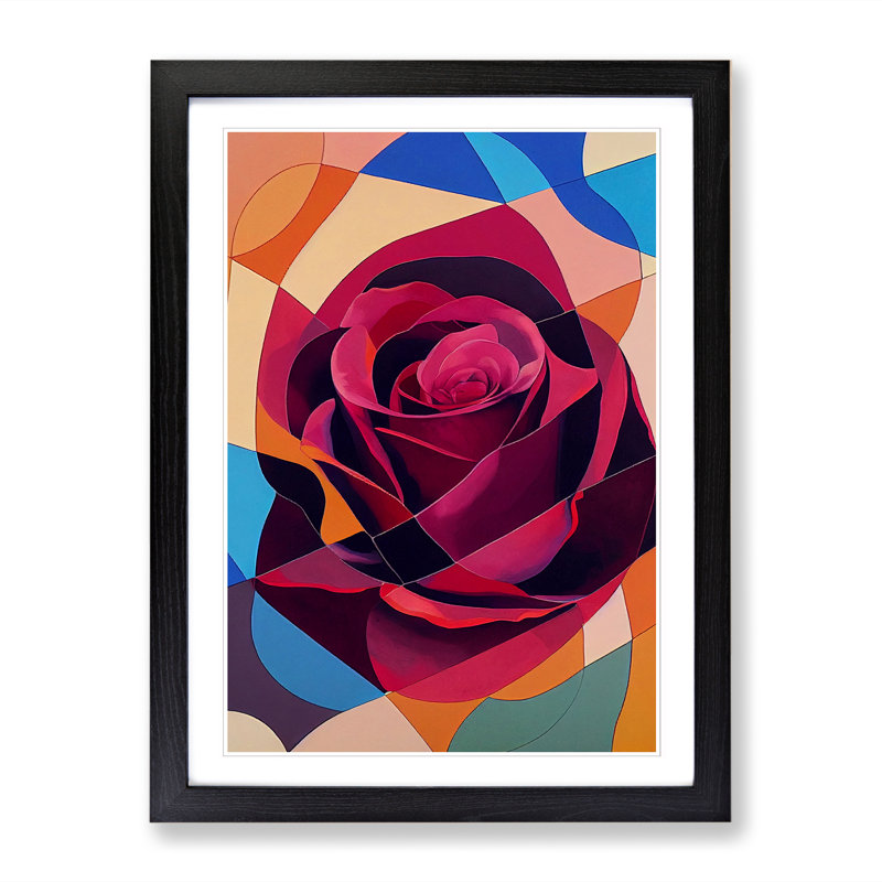 Rose Painting Patchwork Vol.1 1 Piece Single Picture Frame Wall Art, 46cm H x 34cm W x 2cm D, Black