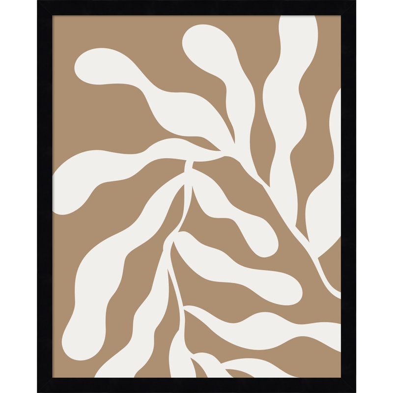 Retro Matisse Inspired Abstract Botanical 1 Beige by The Creative Bunch Studio, Black, 21" H x 17" W x 1" D