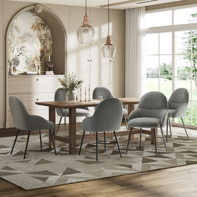 Antin Upholstered Dining Chair With Ergonomic Back And Metal Legs