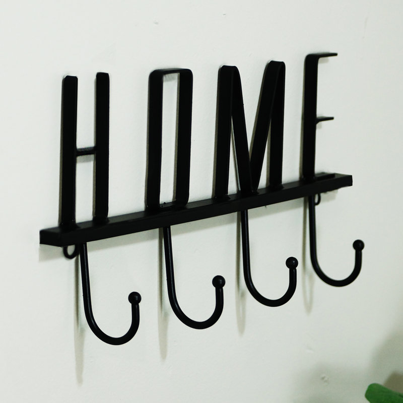 4 crochets muraux noirs