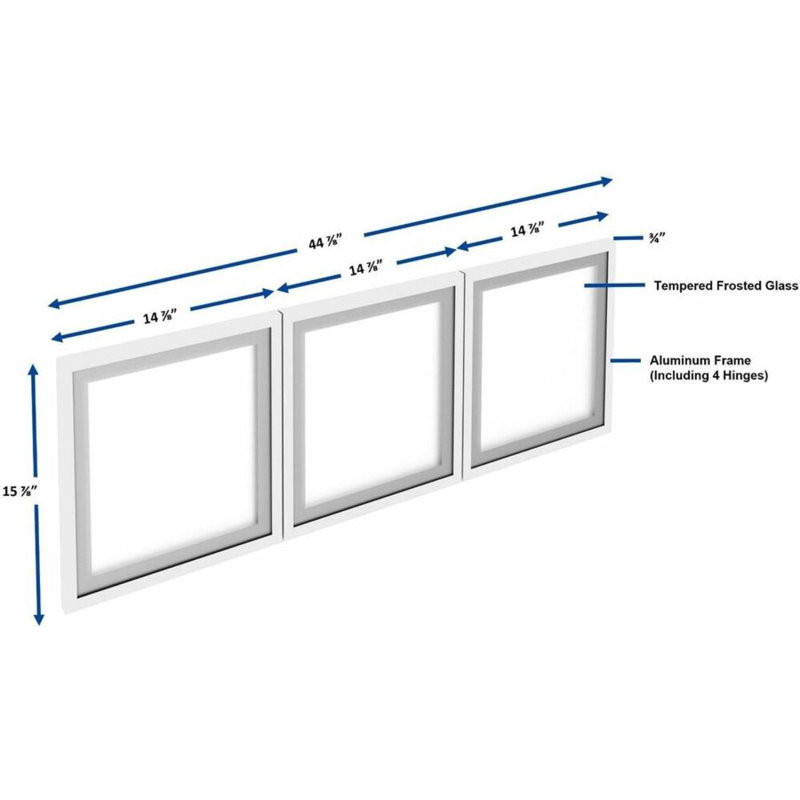 Wall-Mount Hutch Frosted Glass Door, 16.8"H x 44.88" W x 0.75" D