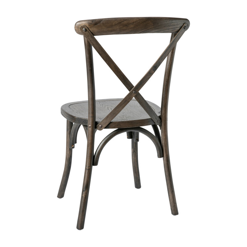 Arquit Stackable Cross-Back Wooden Bistro Chair, Mahogany, 2