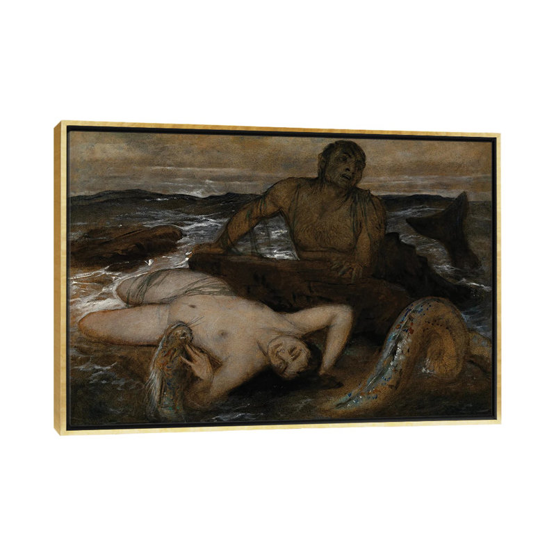 Triton and Nereid - reproduction d'art murale - toile encadrée, H 26 po x l 40 po, Doré