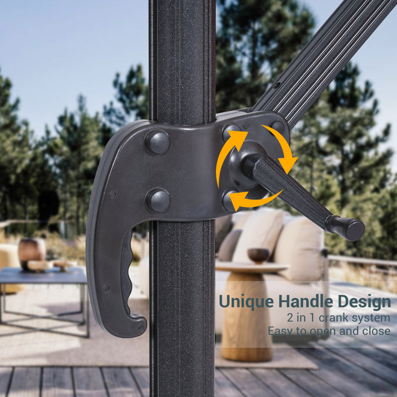 Parasol rectangulaire en porte-à-faux 120 po x 96 po Ronnett, Gris