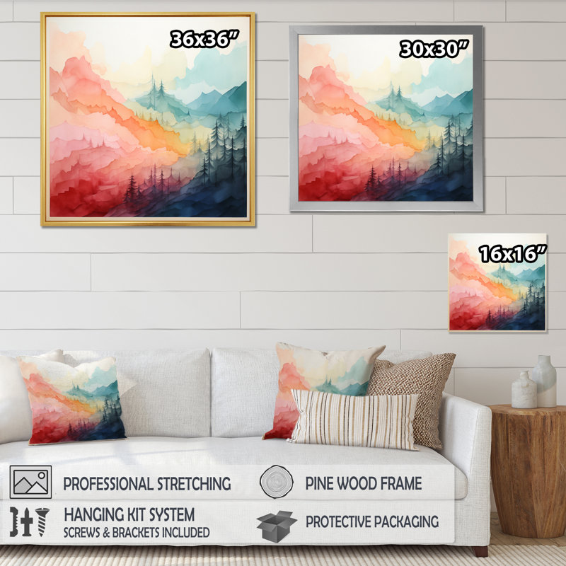 Contemporary Art Colofull - Countryside Wall Art Prints, Cadre photo noir, H 24 po x l 24 po x P 1 po