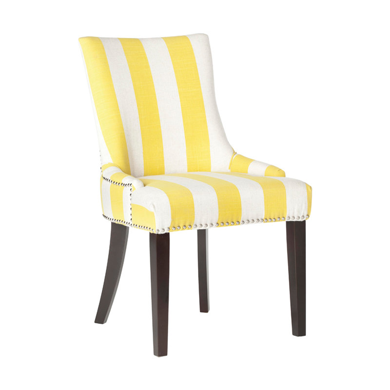 Capetown 19.5'' H Upholstered Side Chair, Yellow / White Stripe, 2