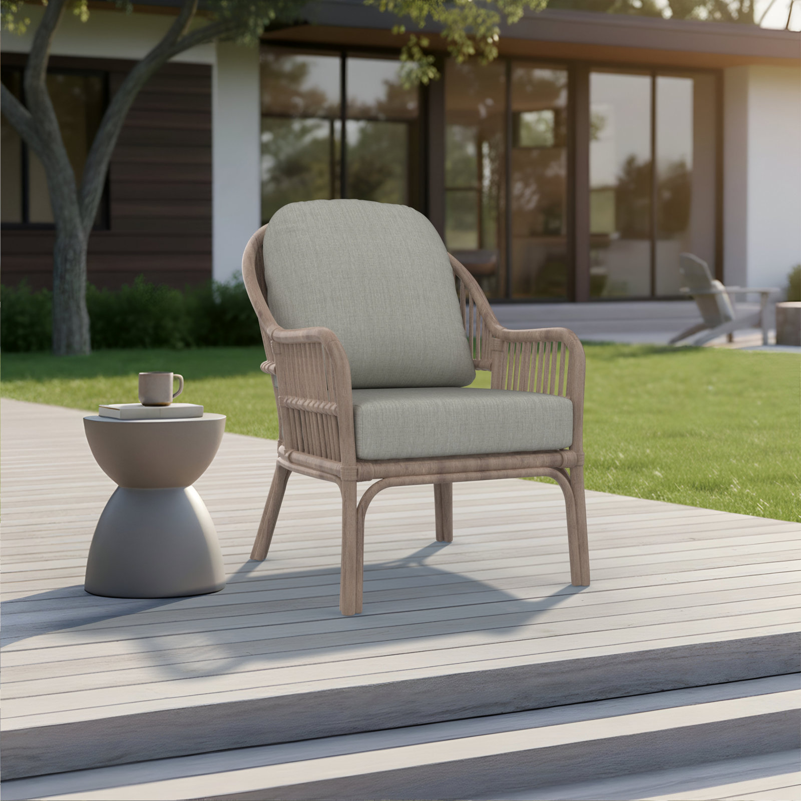 Amala Outdoor Sunbrella® Seat/Back Cushion, Canvas Granite Sunbrella® Canvas