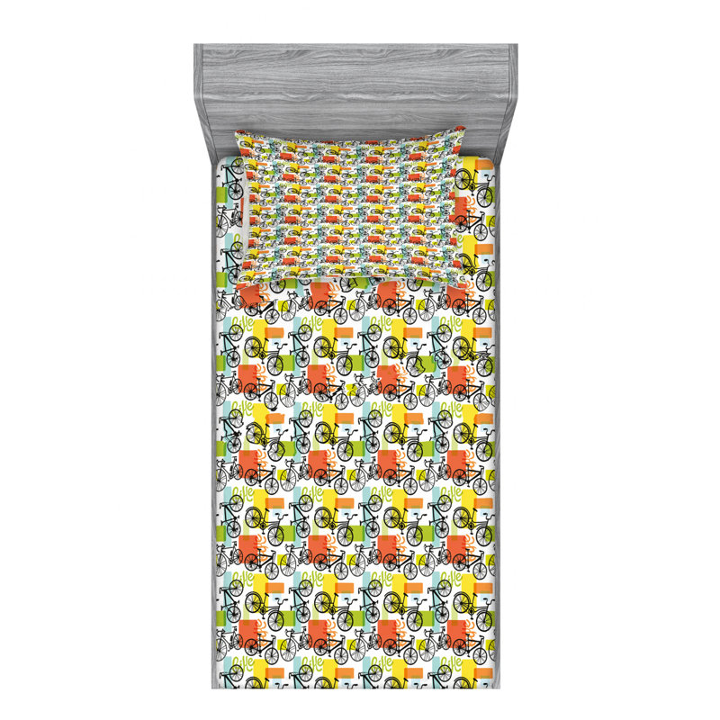 Microfiber Geometric Sheet Set, Twin Sheet Set + Fitted Sheet + 1 Pillowcase