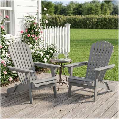 Ensemble de 2 chaises pliantes en bois pour l'extérieur Adirondack avec dossier pré-assemblé, parfait pour le jardin, la cour, le porche, la piscine et la terrasse