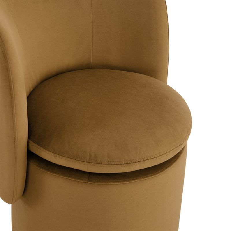 Adrielle Swivel Barrel Chair with Tear-Resistant Fabric, Soren Ochre