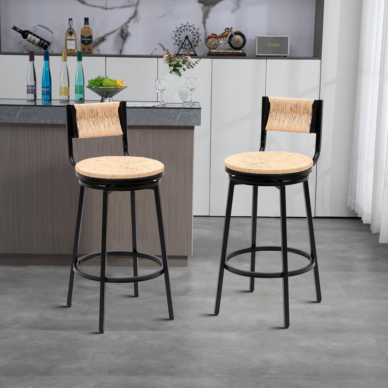 Tabourets de bar à hauteur de siège 26,78 po Adran, siège pivotant à 360 degrés, 2 pièces, Miel
