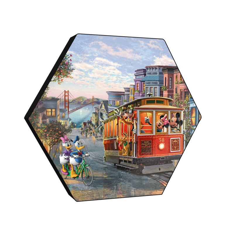 Disney (Mickey et Minnie à San Francisco), impression sur bois