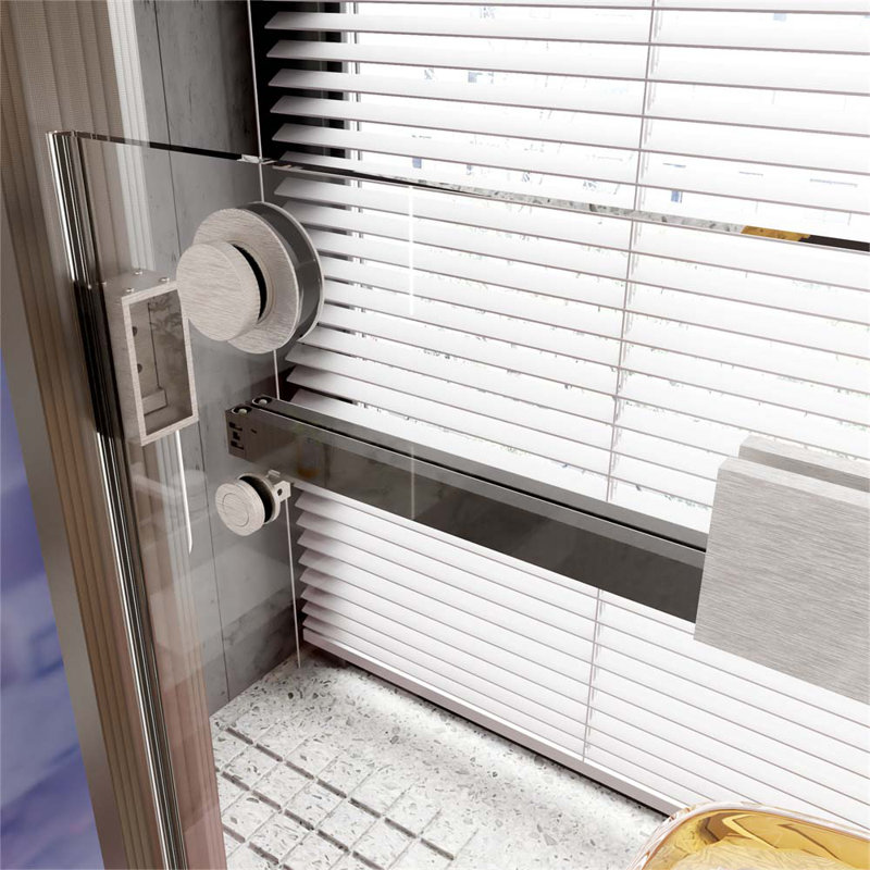 60'' Frameless Double Sliding Shower Door with Brushed Nickel Finish