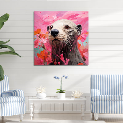Artistique, loutre rose aquatique