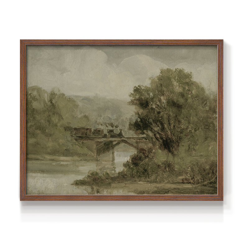 Paysages rétro-DCCXII-impression encadrée - réaménageable, Noyer, H 16 po x l 20 po