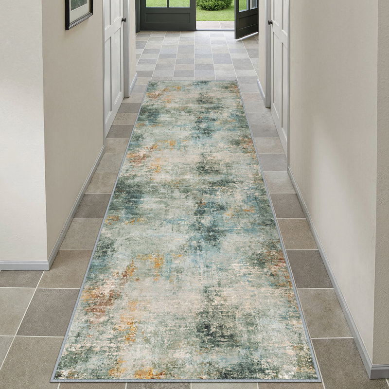 Tapis moderne lavable à la machine avec envers antidérapant Asher, Tapis de couloir 2 pi x 8 pi