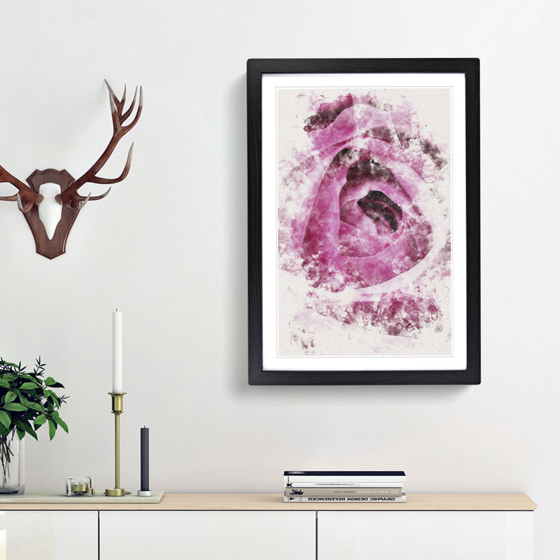 The Heart of a Pink Rose - Picture Frame Graphic Art, Black Framed, 63cm H x 45cm W x 2cm D