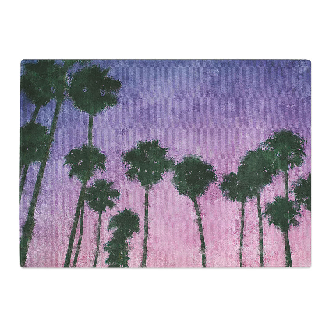 Tempered Glass Palm Trees at Sunset Chopping Board