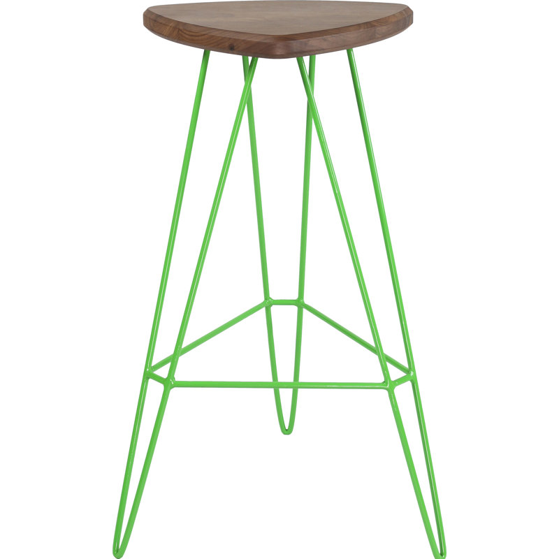 Madison Counter Stool with Metal Frame, American Walnut, Green, Bar Stool (30" Seat Height)