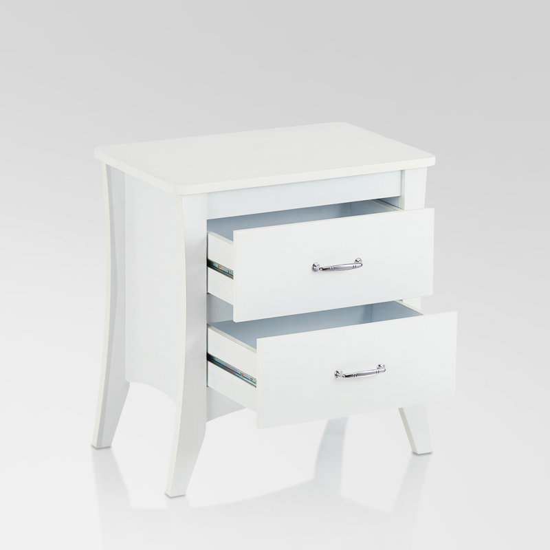 Table d'appoint rectangulaire blanche avec 2 cadres en bois, pieds fuselés, 25 po x 24 po