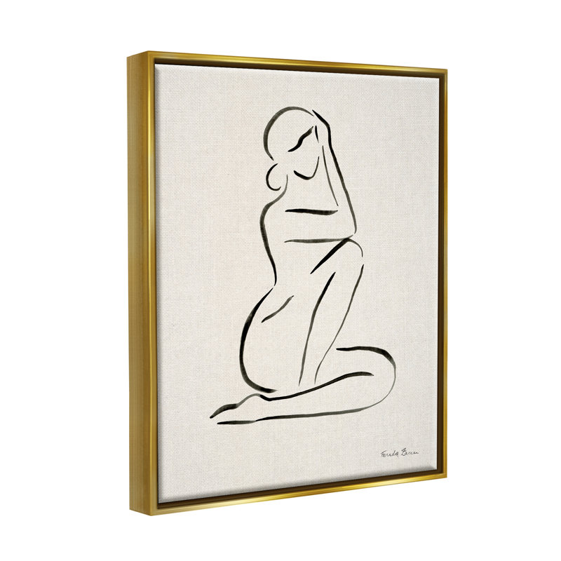 «Wrought Studio ™ Minimal Nude Woman», art mural encadré sur toile flottante par Farida Zaman, H 31 po x l 25 po x P 1,7 po