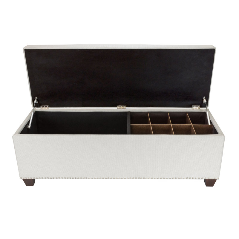 Lalonde Polyester Blend Upholstered Storage Bench, Platinum, No