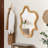 33.46" x 22.24" Irregular Shaped Wall Mirror with Natural Wood Frame