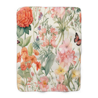 Serene Butterfly Blooms - 1 pièce Sherpa Premium - reproduction d'art luxueuse