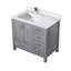 Gris vieilli 36 po Meuble-lavabo de salle de bain avec comptoir en marbre décalé à gauche, fonction de fermeture en douceur et une armoire intérieure large pour le comptoir, robinet inclus, rangement spacieux-1643955959