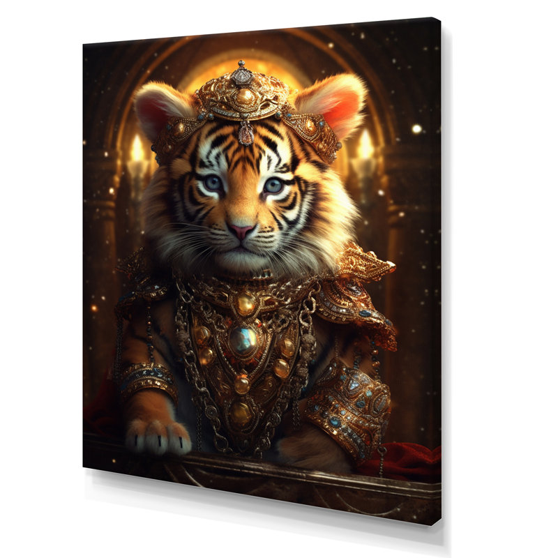 Mignon petit tigre royal sur toile, Toile tendue, H 32 po x l 16 po x P 1 po