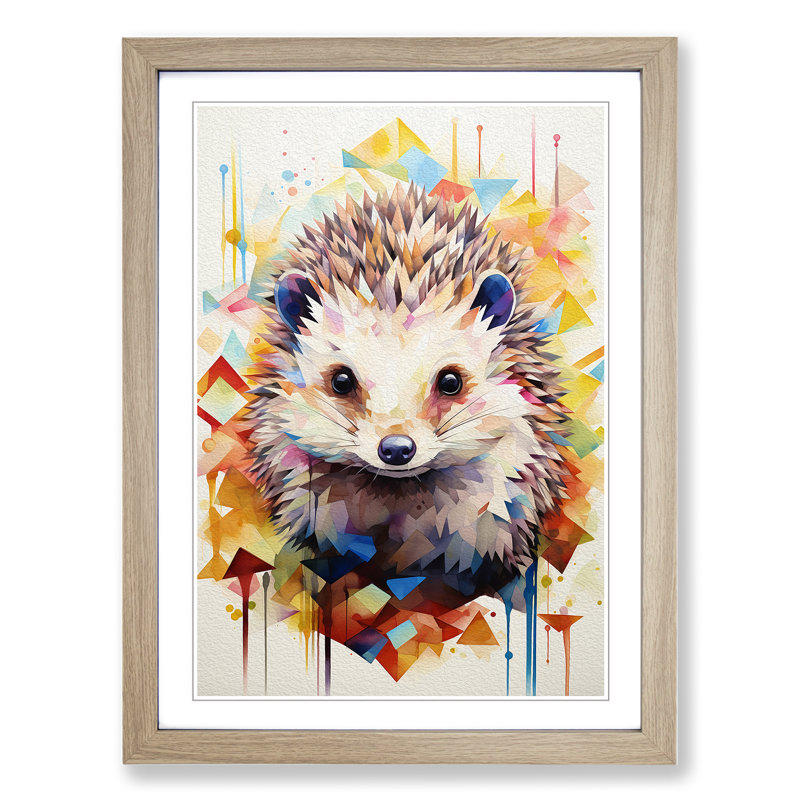 XYZ-FRM-V1223-3601 Hedgehog Geometric No.2 - Single Picture Frame Print on Wood