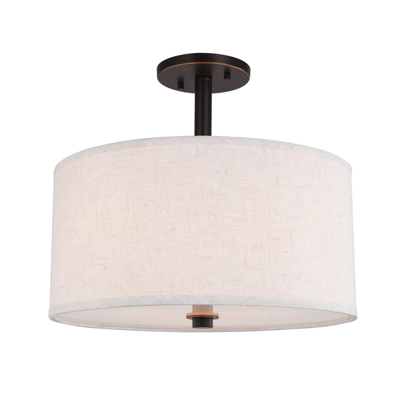 Smeralda Semi Flush Mount, White, Bronze, Medium, 7"H x 15"W x 15"D