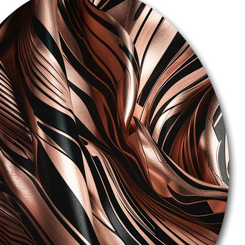 Rosegold embrassant l'essence des lignes IV - art abstrait rond en marbre sur métal, H 29 po x l 29 po x P 1 po
