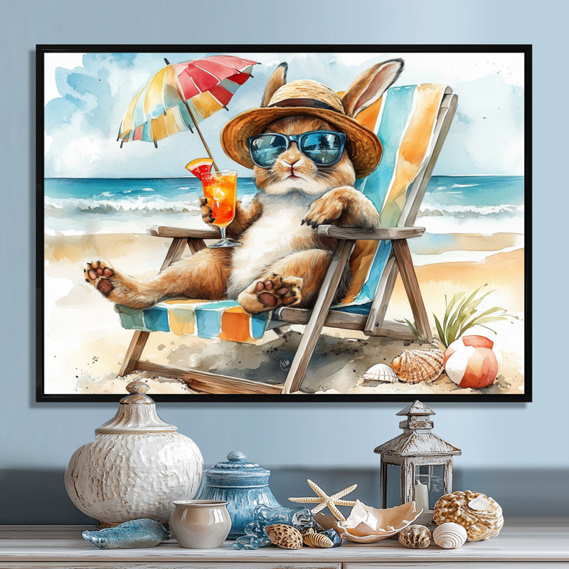 Sayler - art mural animaux côtiers, Toile avec cadre flottant noir, H 12 po x l 20 po x P 1 po