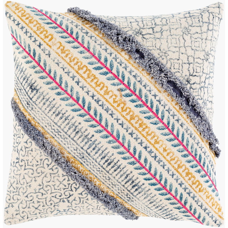 Raja Striped Cotton Reversible Throw Pillow, 22" H x 22" W, Down